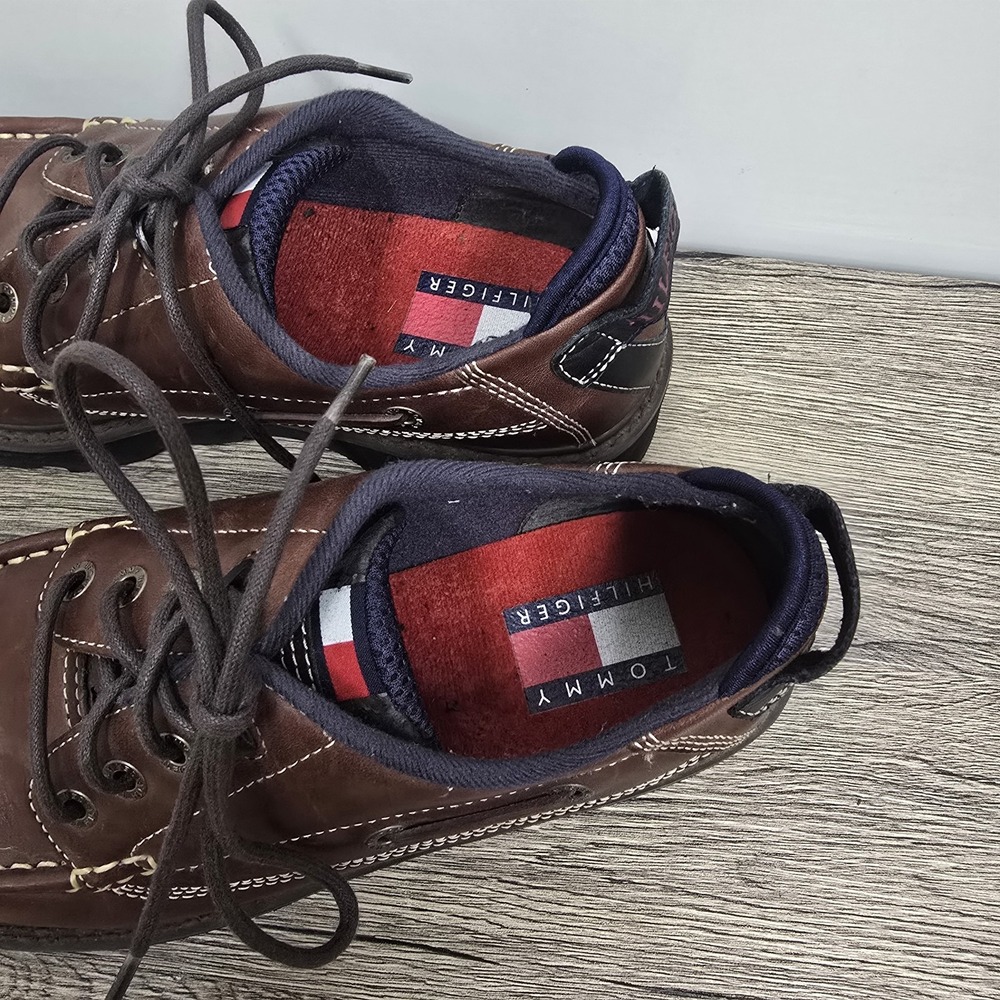 Tommy Hilfiger Brown Leather 90s Y2K‎ Chunky Shoes Mens Size 12 M - Picture 7 of 9